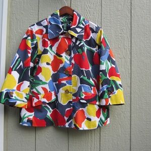Lauren Ralph Lauren Jacket Women's 1X Multi Bright Abstract Floral Cotton Party‎